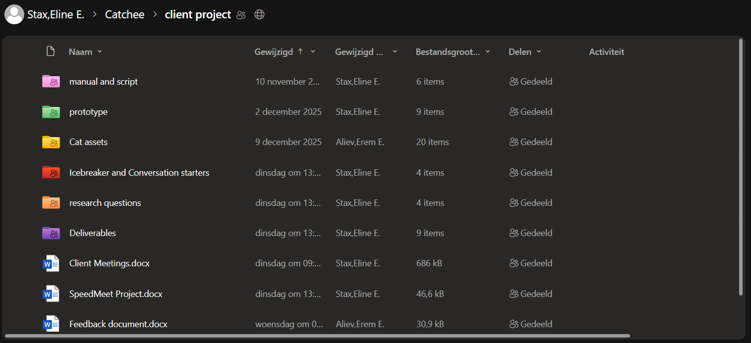 Screenshot of our shared OneDrive