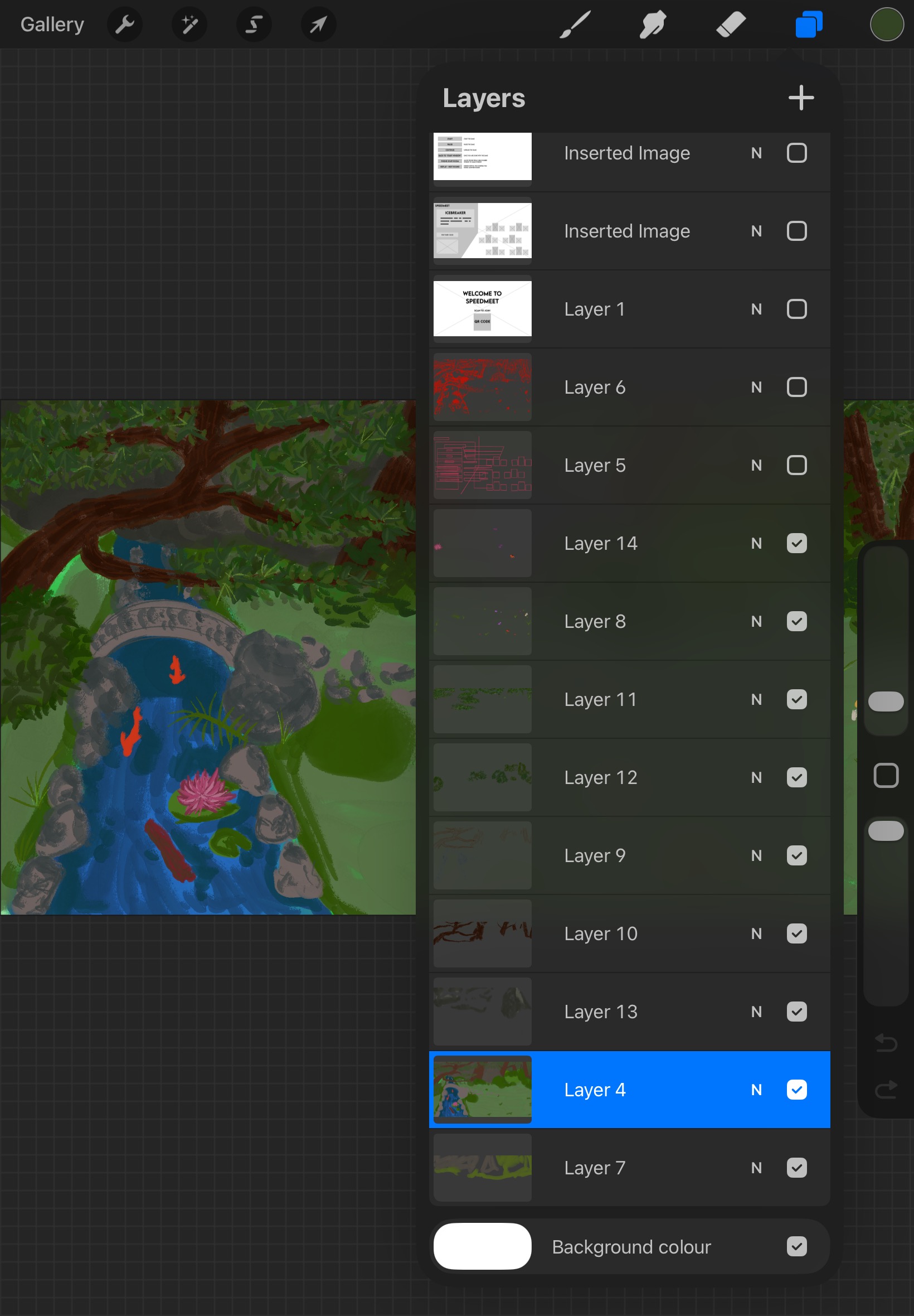 All the layers of the background