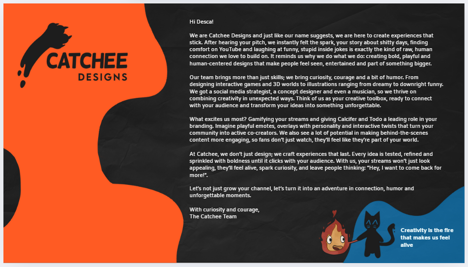 Skills slide of the motivation letter for Desca