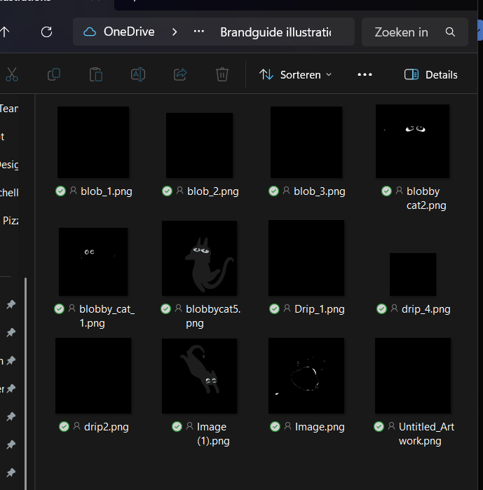 Screenshot of my illustrations in the Onedrive