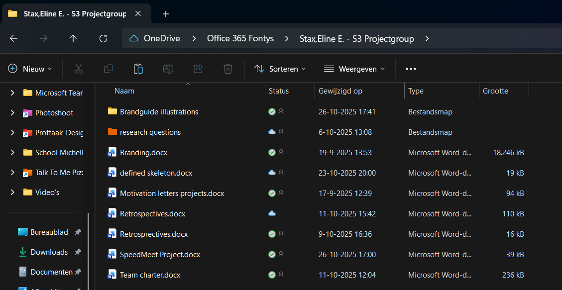 Screenshot of our Onedrive folder