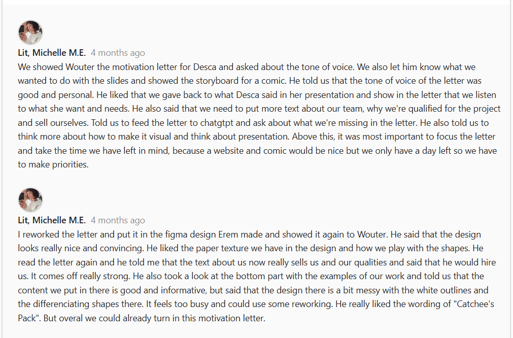 Feedback from Wouter